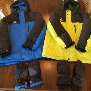 BRIGHT Yellow Youth Ski Jacket w Gloves